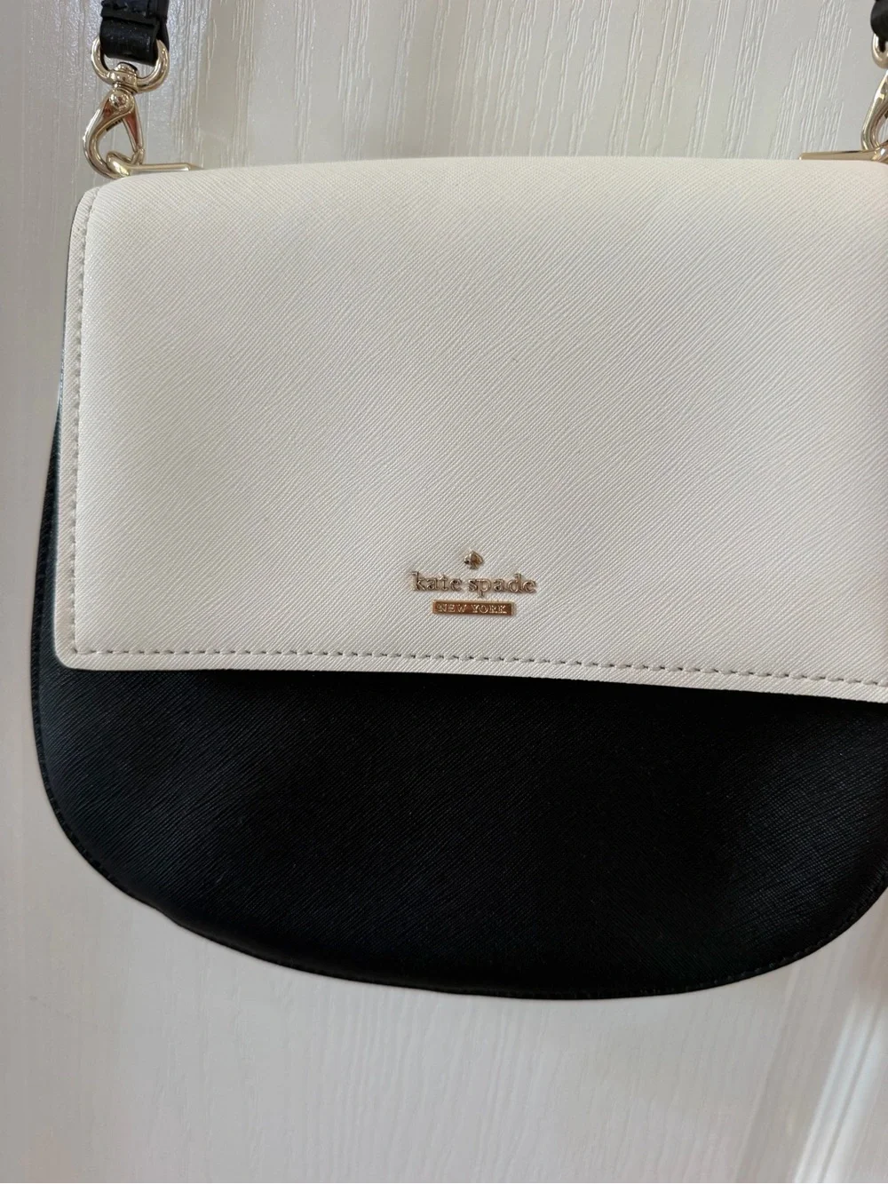 kate spade Two-Tone White and Black Saddle Crossbody